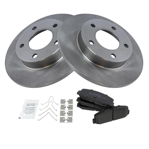 Image of TRQ Rear Brake Pad and Rotor Set Ceramic Compatible with 2003 Mazda Protege