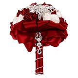 Cabilock Brautjungfernsträuße Kaskadenförmig mit Rosenblüten, Satinband