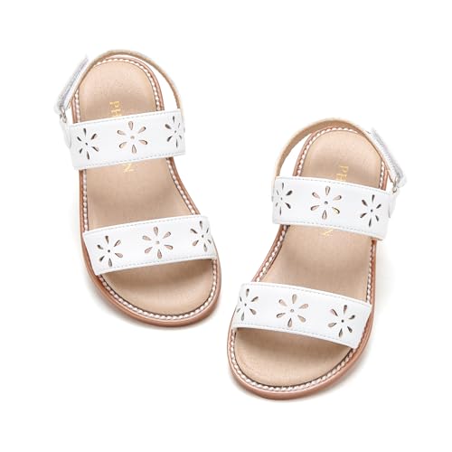 Image of PHIRAMIN Toddler Girl Sandals - Flower Girl Dress Shoes Open Toe Little Kid Flats