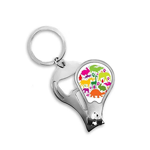 Round Shape Design Colourful Animals Fingernail Clipper Cutter Opener Key Chain Scissor