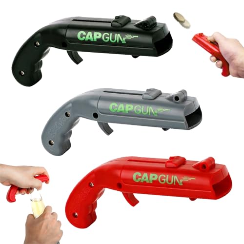 3 Piezas Abrebotellas Pistola, Abrebotellas para Lanzador de Pistola, Divertido Abridor de Botellas Pistola, Cap Gun Abridor de Cerveza, Regalos de Cerveza para Hombres, para Casa, Bar, Fiesta