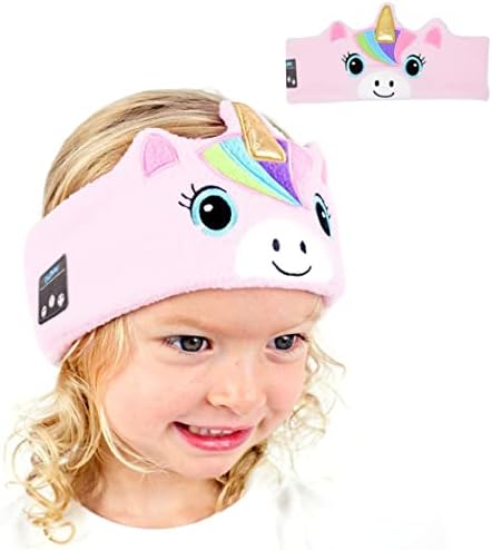 CozyPhones Over The Ear Headband Headphones - Kids Wireless Headphones Volume Limited with Thin Speakers & Super Soft Fleece Headband - Pink Unicorn