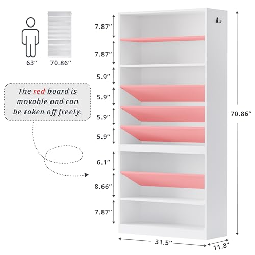 IRONCK 10-Tier Shoe Organizer Cabinet, Wooden Entryway Rack Holds 36-52 Pairs, Adjustable Shelves & Hooks