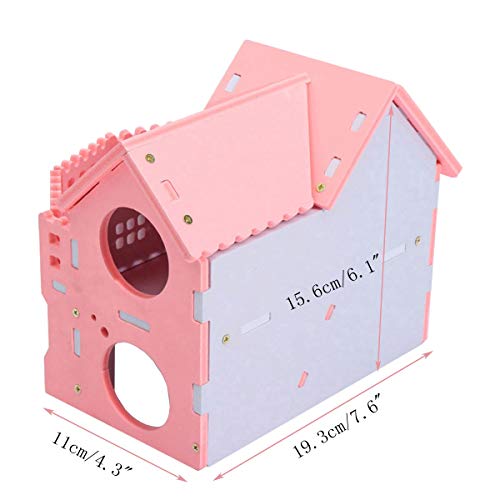 Wooden Hamster House - Pet Small Animal Hideout, Assemble Hamster Hut Villa, Cage Habitat Decor Accessories, Play Toys For Dwarf, Hedgehog, Syrian Hamster, Gerbils Mice #TOP3
