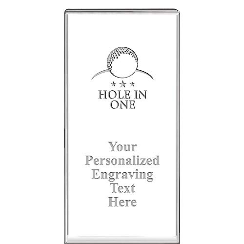 6" Hole in One Vertical Display Crystal Award, Custom Engraved Hole in One Crystal Trophy, Engraving with Your Own Text Included, Prime