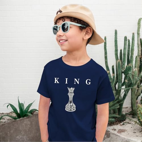 Image of Boys Graphic Tee King Chess Printed T-Shirt Kids Cool Designer Shirts Short Sleeve Shirt Clothes for Teen Boy Trendy
