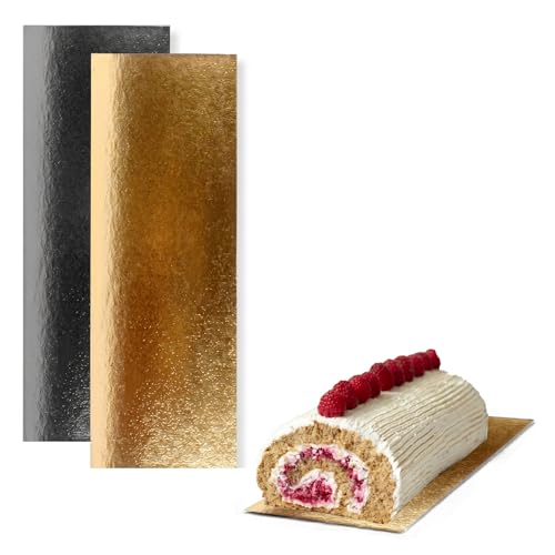 Kit de 15 Supports à Bûches de Noël & Gâteaux Rectangulaires | 30x10 cm | Carton Réversible | Plateau pour présenter Pâtisserie | Fabriqués en Europe |...