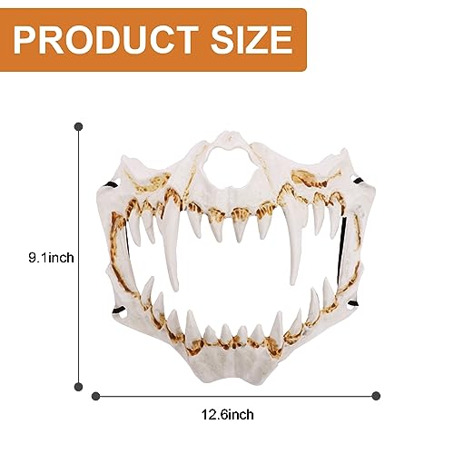 Voittozege 6 Pcs Japanese Half Mask Halloween Skeleton Masks, Half Face Animal Skull Tiger Mask Scary Ye Yaksha Dragon God Tengu Japanese Halloween Cosplay Decorative by Voittozege - Image 2