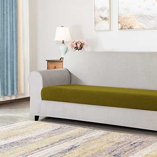 Image of CHUN YI Stretch Couch Cushion Cover Suitable for 3 Settee, Sofa Seat Slipcover with Spandex Jacquard Fabric(Large,Yellow Green)