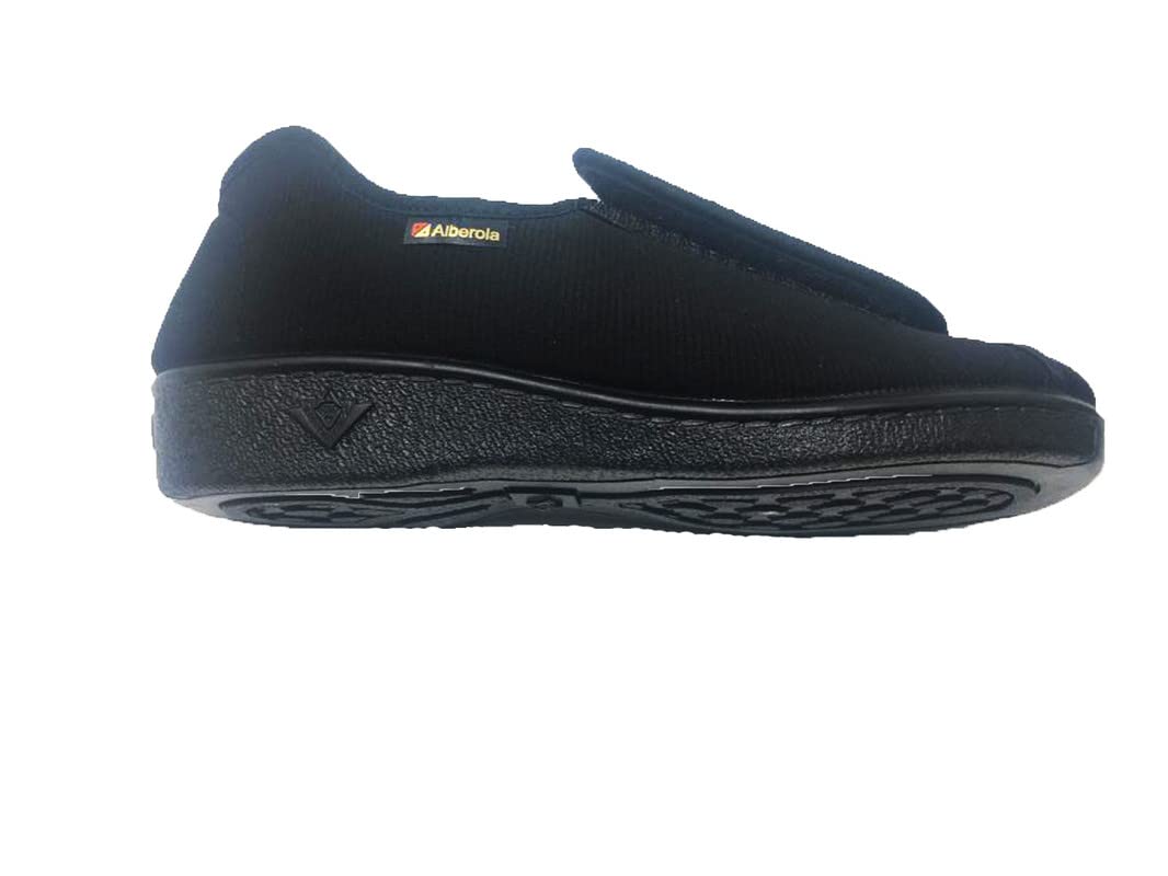 Genérico Zapatilla Extra Ancha Unisex Totalmente ajustable Apta para pies delicados, con vendaje o hinchados Empeine Textil Suela de goma Alberola Color Negro Talla 43