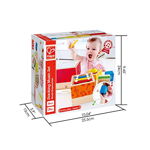 image for ODYSSEY Hape Stacking Music Set | Colorful 6 Piece Musical Box Toy, Wo