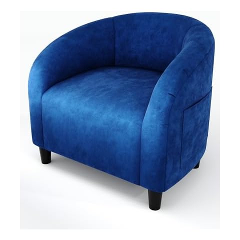GarveeHome Navy Blue Velvet Barrel Accent Chair Cover