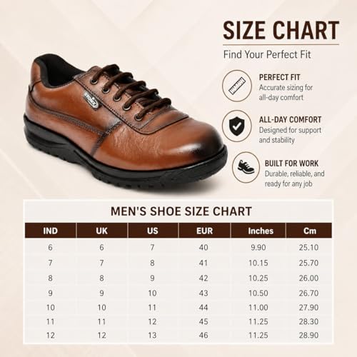 Image of STONIX DR001 Safety Shoes for Men, Lightweight Industrial Shoes | Anti-Slip, Oil Resistant, Steel Toe, Shockproof Work | Comfortable for Construction & Factory Use, Black | Brown