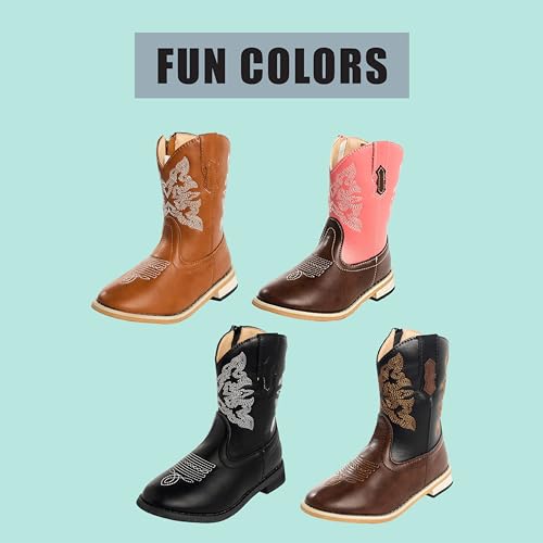 NORTY Unisex Little Kid Cowboy Boots for Girls and Boys - Stylish Faux Leather Cowboy Boots4