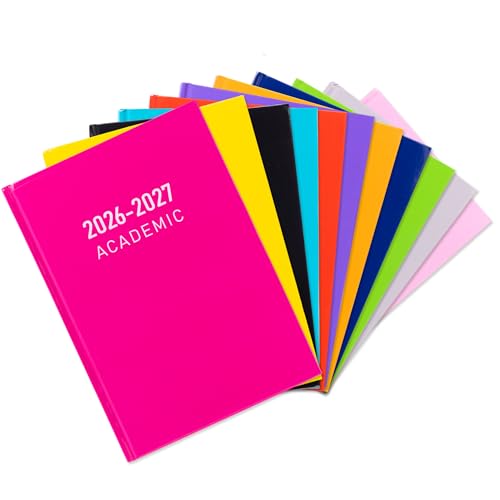 2026 2027 Academic Diary A5 Week to View - Mid Year Student Planner August 2026 to July 2027 - Hardback School College Organiser with Ribbon Bookmark (Cerise)