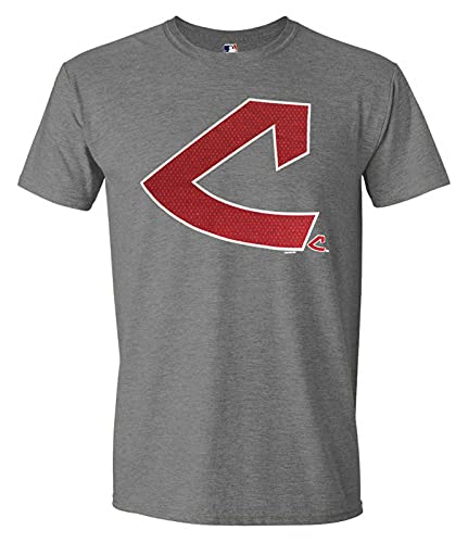 Fanatics Men's MLB Cleveland Indians Coop Primary Short Sleeve Crew Neck Tee (M) Gray