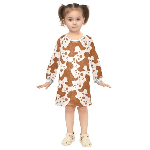 Cookie Skeleton Girls Dresses Long Sleeve Sweatshirt Dress for Girls Winter Toddler Casual A Line Dresses Size 2-8T4