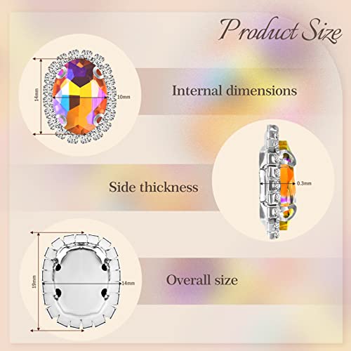 Dropower Sew On Rhinestones 30Pcs Oval Flatback Crystal Rhinestone Buttons With Diamond Metal Setting Sewing Glass Gems Rhinestone For Crafts,Clothes,Diy Jewelry Making 14 * 19Mm (Clear White) #TOP1