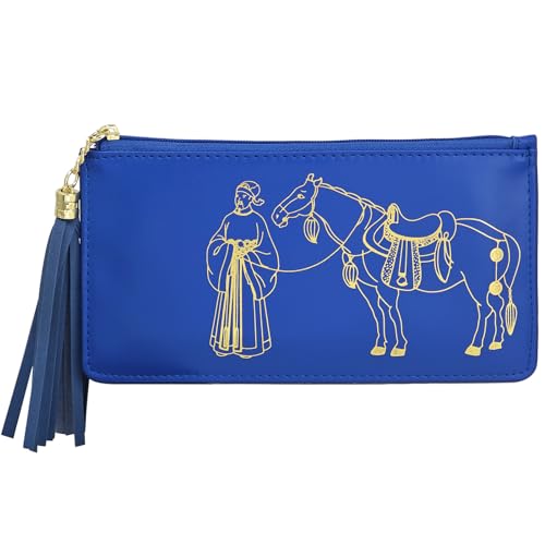 Feng Shui Tribute Horse Wealth Wallet Gui Ren Amulet Talisman Wallet (Blue)