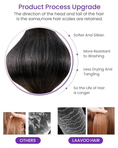 Image of LaaVoo Hair Extensions Tape in Balayage Human Hair Comfortable for Women | Black to Chestnut Brown Mixed Caramel Blonde, Tape in Extensions Human Hair, Easy to Styled with Heat, Remy, 18Inch 20Pcs 50G