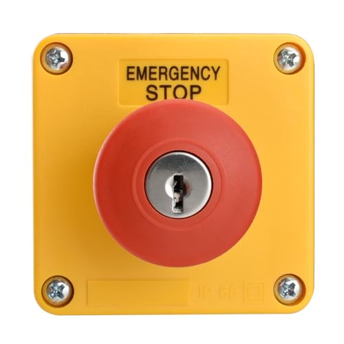 Heschen Red Sign Wetterfester Notausschalter Druckknopfschalter, 660V 10A, mit Box und Schlüssel (1NO1NC)