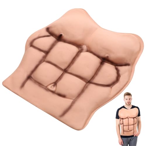 Alipis Faux Muscle Homme Accessoire De Poitrine Pour Déguisement Cosplay Mascarade Halloween Costume Drôle Torse Musclé Avec Bandes Élastiques 19.7X15.7 Pouces