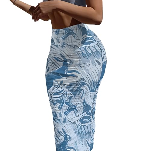 Elastic Waist Stretch Bodycon Midi Knee Length Pencil Skirt Work Skirts for Women Office3