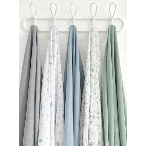Image of Konssy 3 Pack Muslin Swaddle Blankets for Unisex, Newborn Receiving Blanket, Large 47 x 47 inches, Soft Breathable Muslin Baby Swaddles for Boys & Girls
