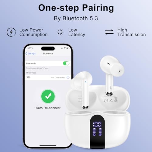 Image of Samsung Earbuds Wireless Ear Buds for Samsung Galaxy A17 A16 5G A36 S25 Ultra FE Edge A15 A35 A56 A26, Bluetooth 5.3 Headphones Bass Stereo in Ear Earphones with Mic, 48H LED Display Bluetooth Earbuds
