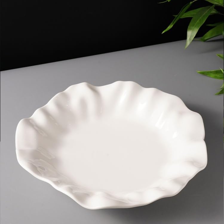 Ensembles D'assiettes de Cuisine Vaisselle en céramique française Assiette ronde Assiette creuse créative blanche de forme spéciale Assiette à légumes Assiette à steak Assiette à salade et à fruits En