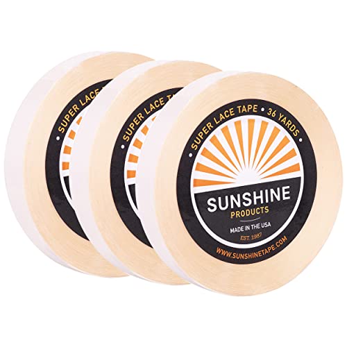 Image of Sunshine Tape | Super Lace Wig Adhesive Tape Roll | Double Sided, Medical Grade | Toupee and Wig Tape (3 /4 inch x 36 YDS, 3 Rolls - Best Value)