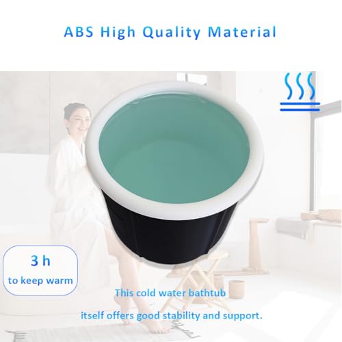 Schwarze Tragbare Faltbare Badewanne, Aufblasbare Eisbadewanne mit Ergonomischem Design und Luftring, 75 Cm Hohe Kaltwasserkabine mit 85 Cm Durchmesser, Geeignet für Eisbäder,