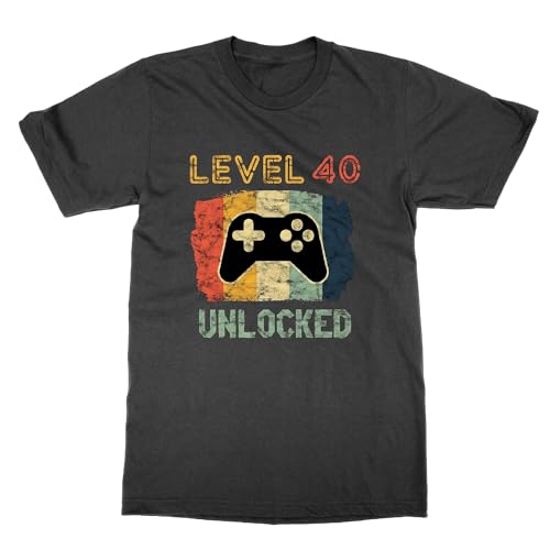T-shirt d'anniversaire débloqué Level 40 mode geek vintage cadeau 1986