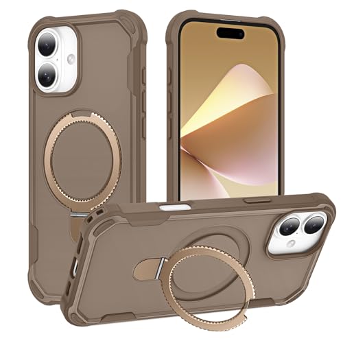 HIGLYCASE for iPhone 16 Plus Case with Magnetic Kickstand-Khaki