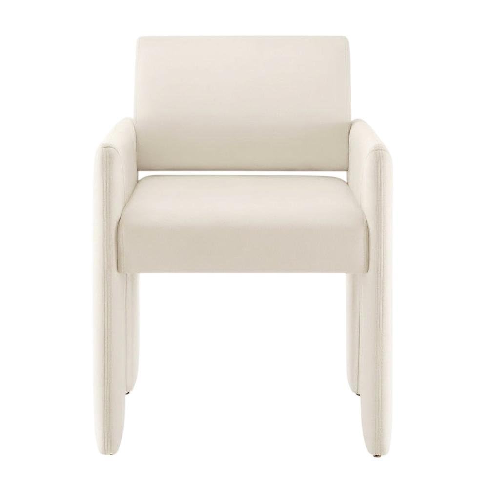 Performance Velvet-Upholstered Dining Armchair with Stain-Resistant Fabric by Furnifact – Velvet, Alabaster