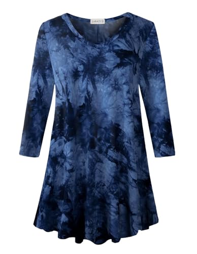 Image of LARACE Tunics 3 /4 Sleeve Plus Size Tops for Women V Neck Loose Fit Flowy Clothing for Leggings