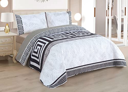 BESCH Colcha Boutis para Primavera y Verano Bicolor Reversible Estampada + 2 Funda Cojin 50x70 cm - Colcha Ligera Fina Entretiempo (Cama 150, 240x260cm)