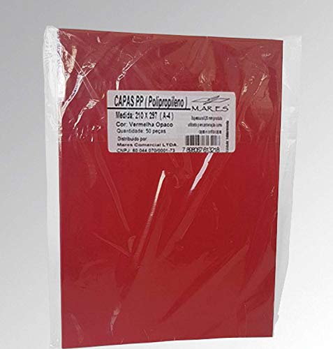 Contra Capa Encadernação, Mares 66801, Vermelho, A4, Pacote de 50