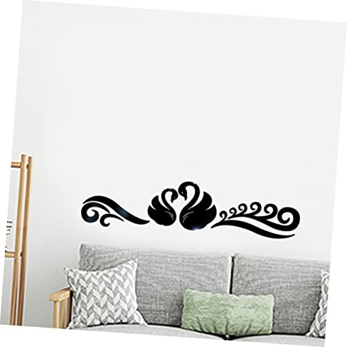 Garneck 1Pc Removable Stickers Window Trim Home Decoration Swan Mirror Wall Sticker Decorations Wall Sticker Mural Sticker Black Reflective Acrylic Wall Sticker Crystal 3D #TOP3