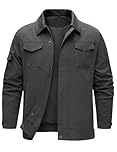 TOMEEK Men's Jackets Summer Jackets for Men Bomber Jacket Water Repellent Casual Military Cargo Jacket with Multi Pockets Spring Fall Outwear(Dark Grey,XL)
