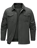 TOMEEK Men's Jackets Summer Jackets for Men Bomber Jacket Water Repellent Casual Military Cargo Jacket with Multi Pockets Spring Fall Outwear(Dark Grey,L)