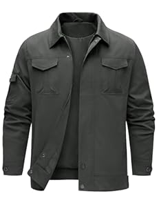 heekpek Veste Homme Hydrofuge Blouson Printemps été Cargo Blousons mi Saison Coupe Vent légère Chic avec Multipoches, Gris foncé, XL