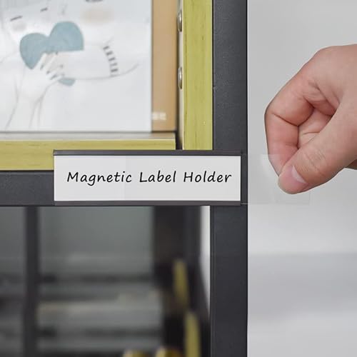 Mvisual C Channel Magentic Label Holders 1X3 Inches With Paper Inserts And Clear Plastic Protectors,Magnetic Data Card Holders File Cabinet Labels, Pack Of 30 #TOP1