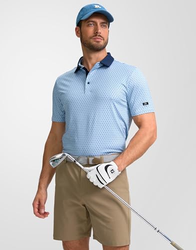 Image of Obla Mens Golf Polo Shirts Short Sleeve Dry Fit Performance Moisture Wicking Casual Print Collared Golf Shirts for Men