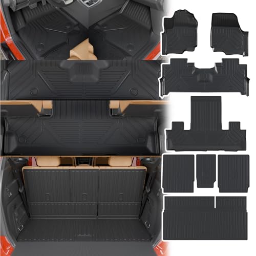 Thinzyou Floor Mats Compatible with 2025 2026 Ford Expedition 7 Seats Captain Chair (NOT Max) Cargo Mat Trunk Mat Cargo Liner Trunk Liner Expedition Accessories (Floor Mats+Trunk Mat+Backrest Mats)
