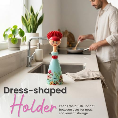 Foto von Vigar Dolls Spülbürste, blau und pink, 7.5 x 7.5 x 24.5