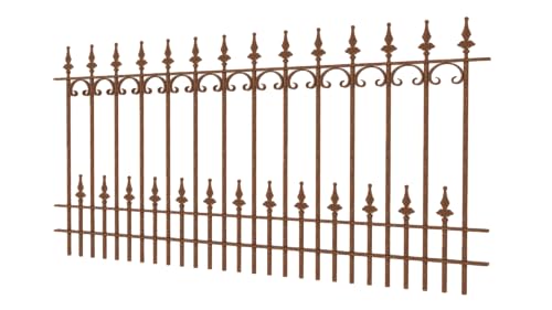 ELEO Gartenzaun Lucca rostoptik - 90 x 192,5 cm Zaun Garten Metall handgeschmiedet Schmiedeeisen für draußen - Zaunelemente rost Edelrost romantisch für den Garten - Metallzaun stabil