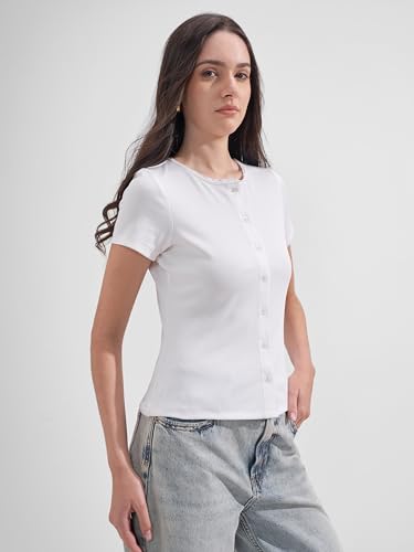 Image of Tokyo Talkies Women Pure Cotton Tops for Woman|Regular Fit Slim fit Crop Tops for Women Western|Top Tshirt for Women Stylish Western|Suitable for Casual and Workwear