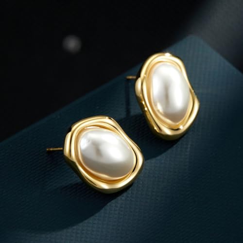 Big Chunky Gold Pearl Statement Earrings for Women by RAUCHBE - Used condition - Image 5