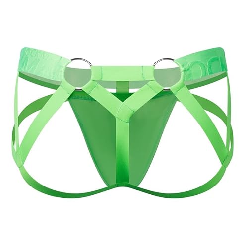 JOCKMAIL Jockstrap for Men Mens Thong Athletic Supporters Jock Strap Male Underwear (M, Green)